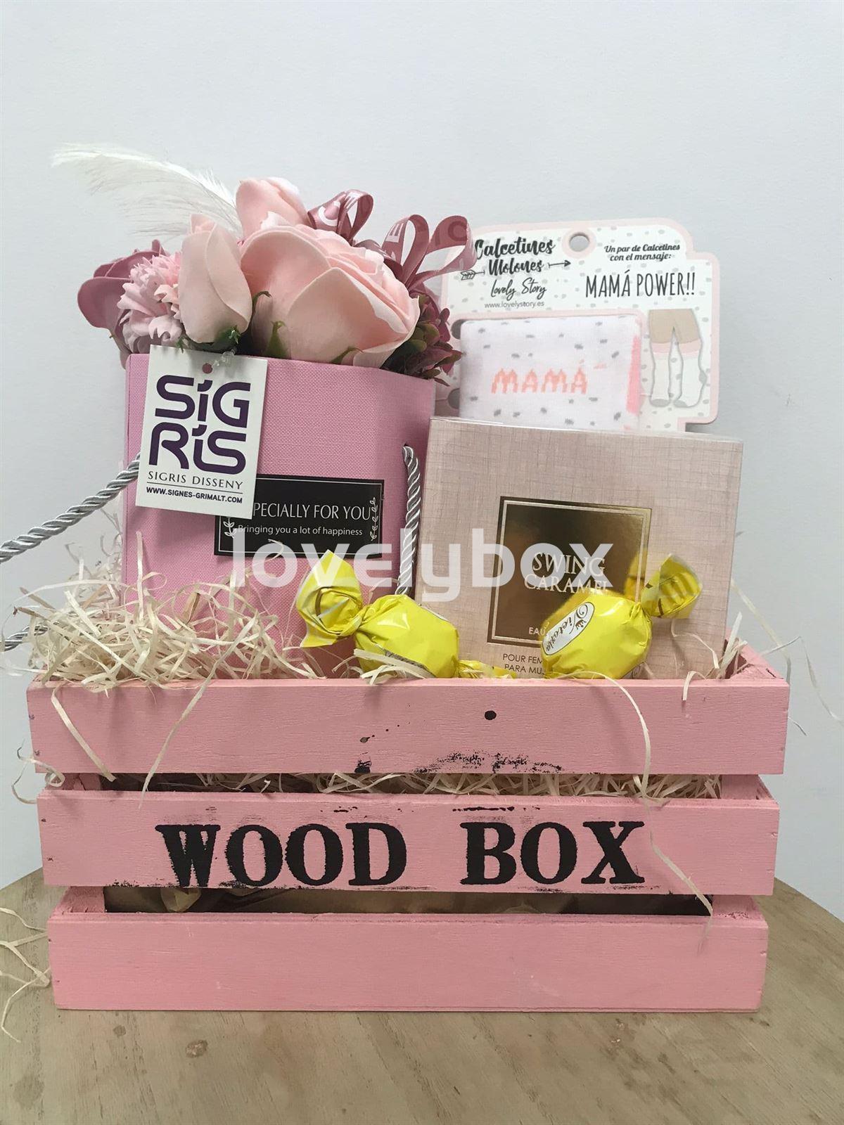 Caja madera rosas jabón mamá power- regalo personalizado - Imagen 2