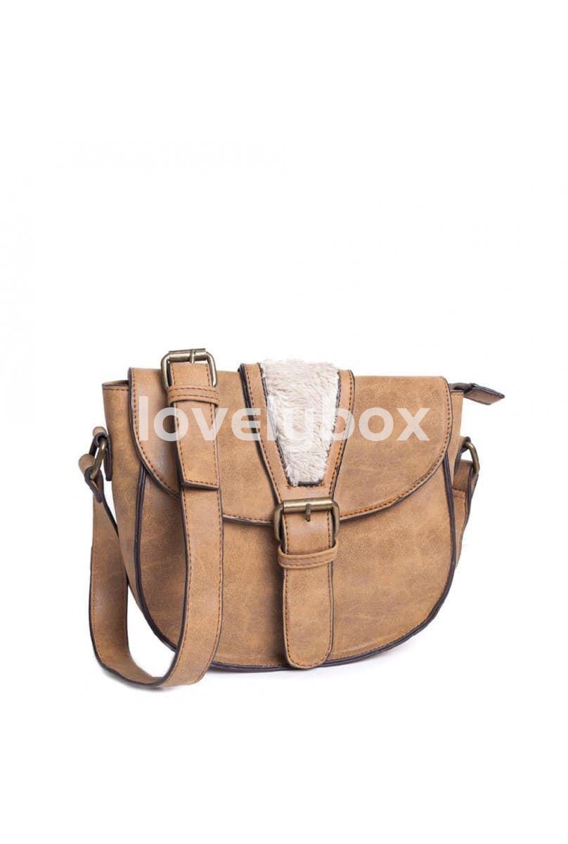 Bolso campero gris con borreguito - Imagen 1