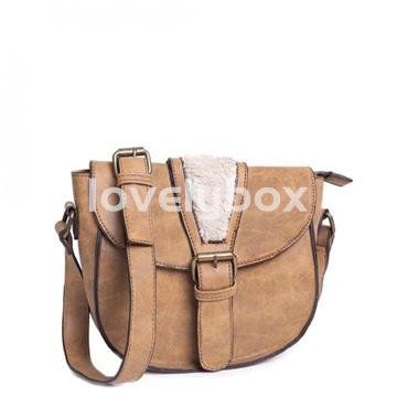 Bolso campero gris con borreguito - Imagen 1