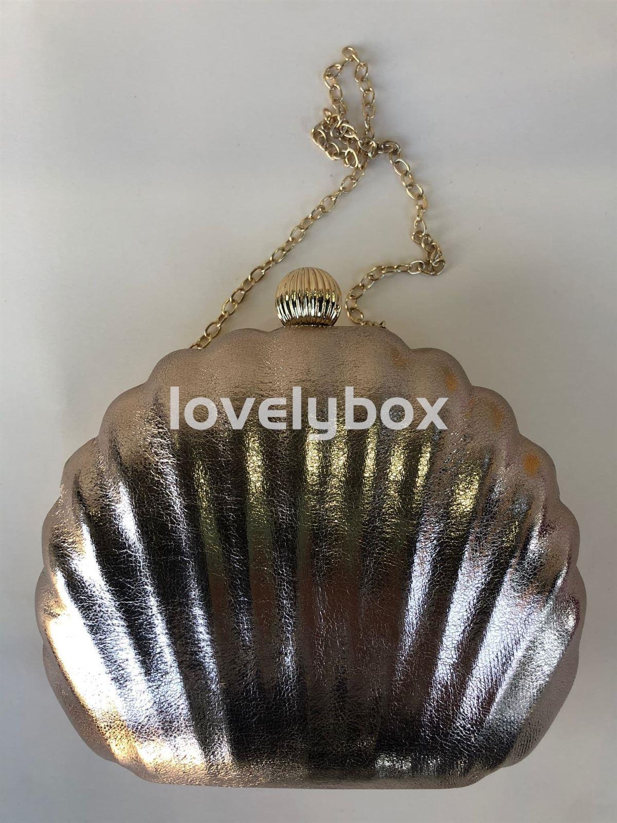 BOLSO CONCHA DORADO PARA FIESTA Y EVENTOS - Imagen 2