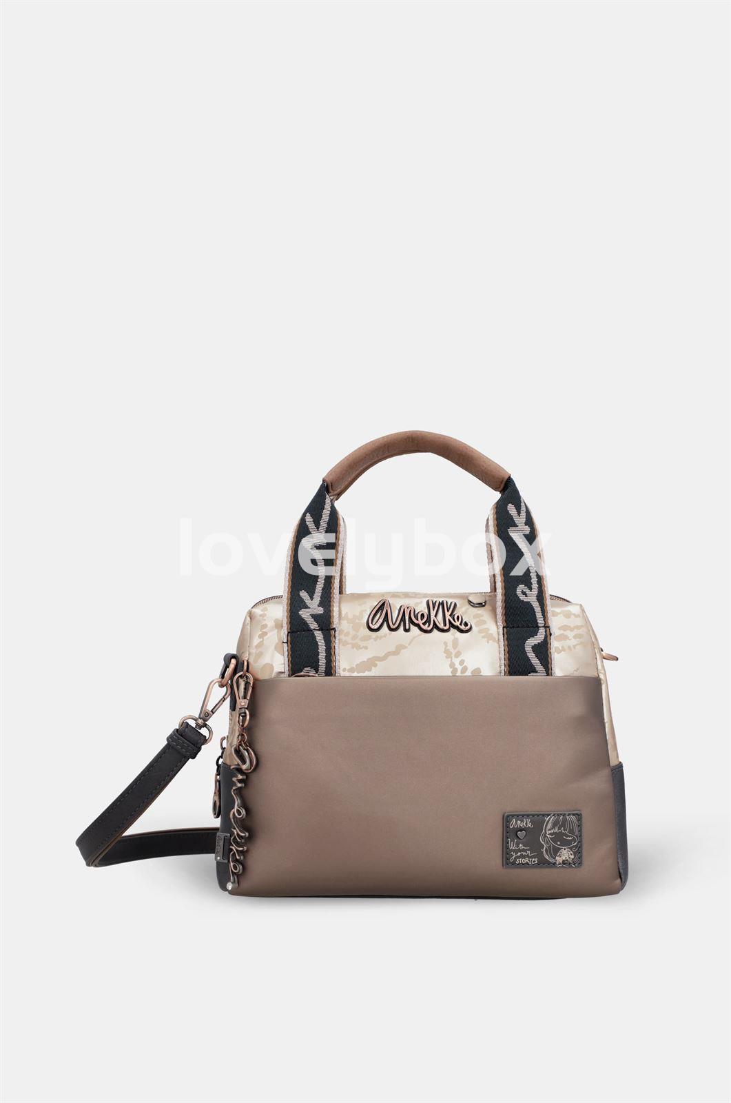Bolso de mano tipo bowling con correa bandolera ajustable y desmontable. Firma Anekke colección Real - Imagen 1
