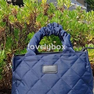 Bolso mano y bandolera DH asa fruncida azul marino - Imagen 1