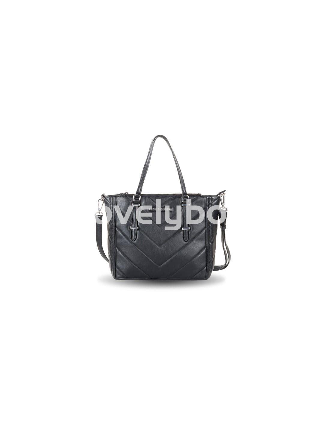 Bolso Shopper Mujer Doble Asa Acolchado Spike D&L Negro Devota & Lomba