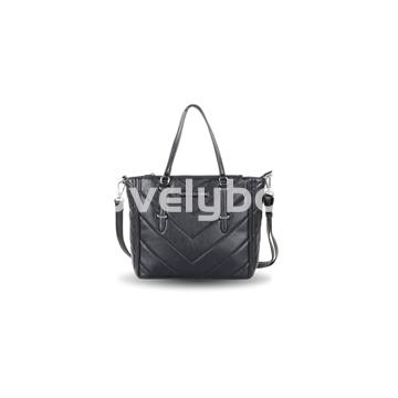 Bolso Shopper Mujer Doble Asa Acolchado Spike D&L Negro Devota & Lomba - Imagen 1