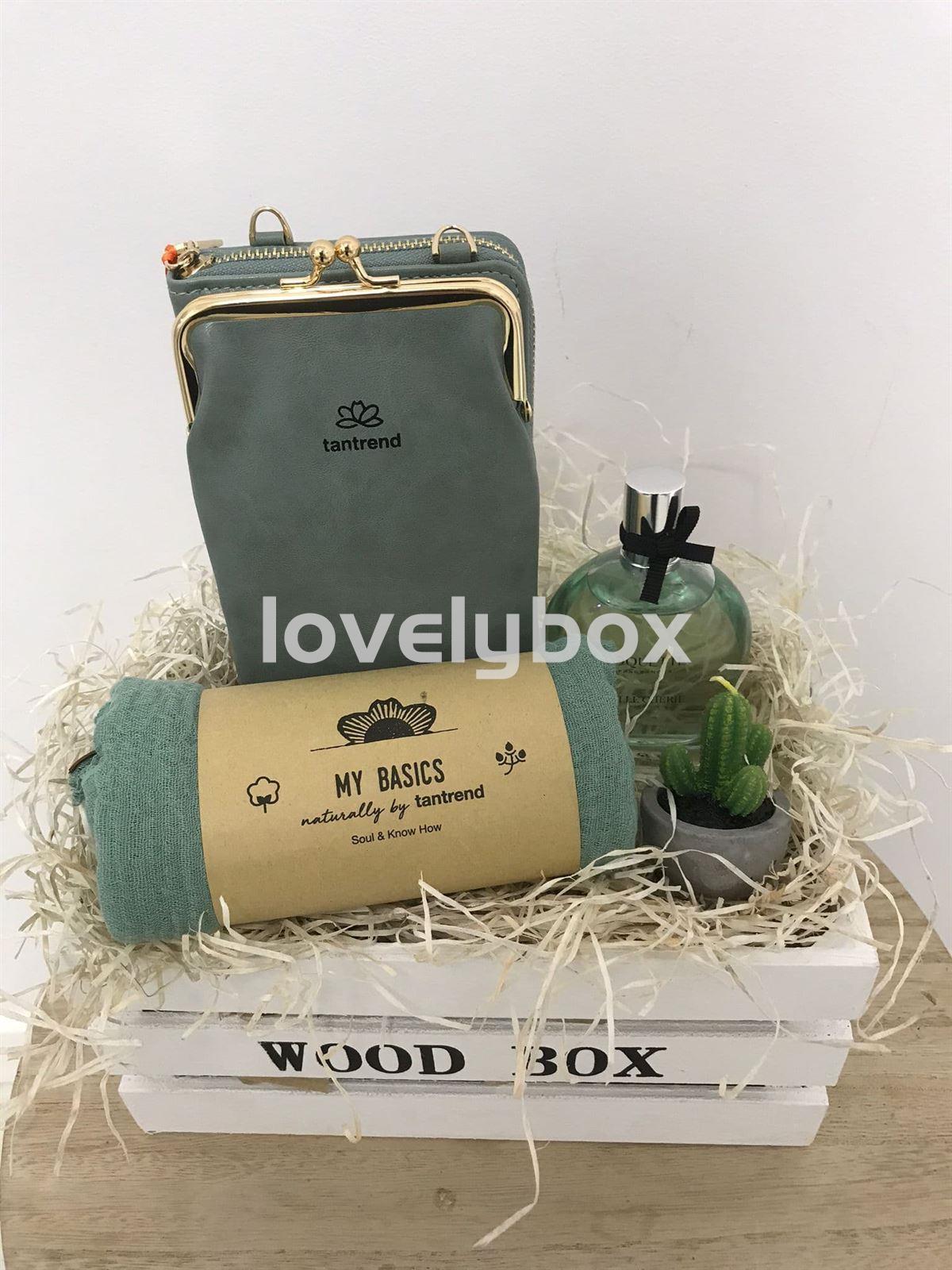 Caja madera con fragancia y porta móvil - regalo personalizado - Imagen 1