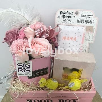 Caja madera rosas jabón mamá power- regalo personalizado - Imagen 1