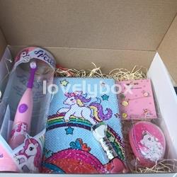 Caja mundo unicornio con cepillo de dientes -regalo personalizado - Imagen 1