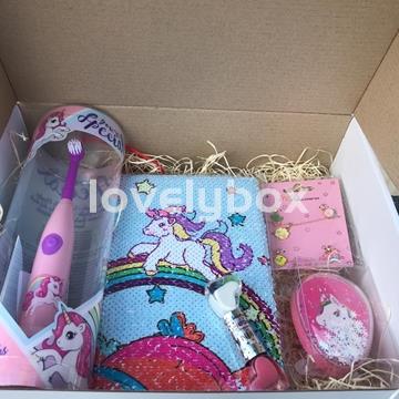 Caja mundo unicornio con cepillo de dientes -regalo personalizado - Imagen 1
