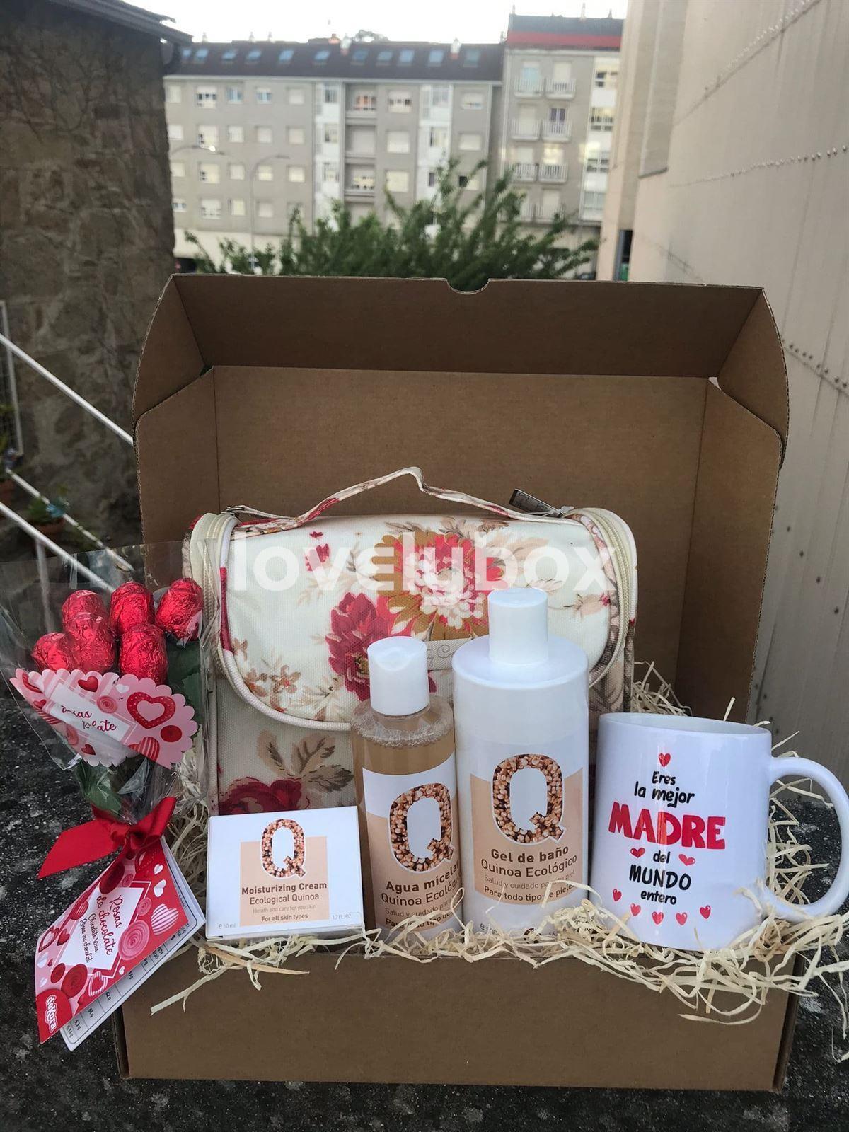 Caja tratamiento quinoa ecológico con neceser floral para mamá- regalo personalizado - Imagen 1