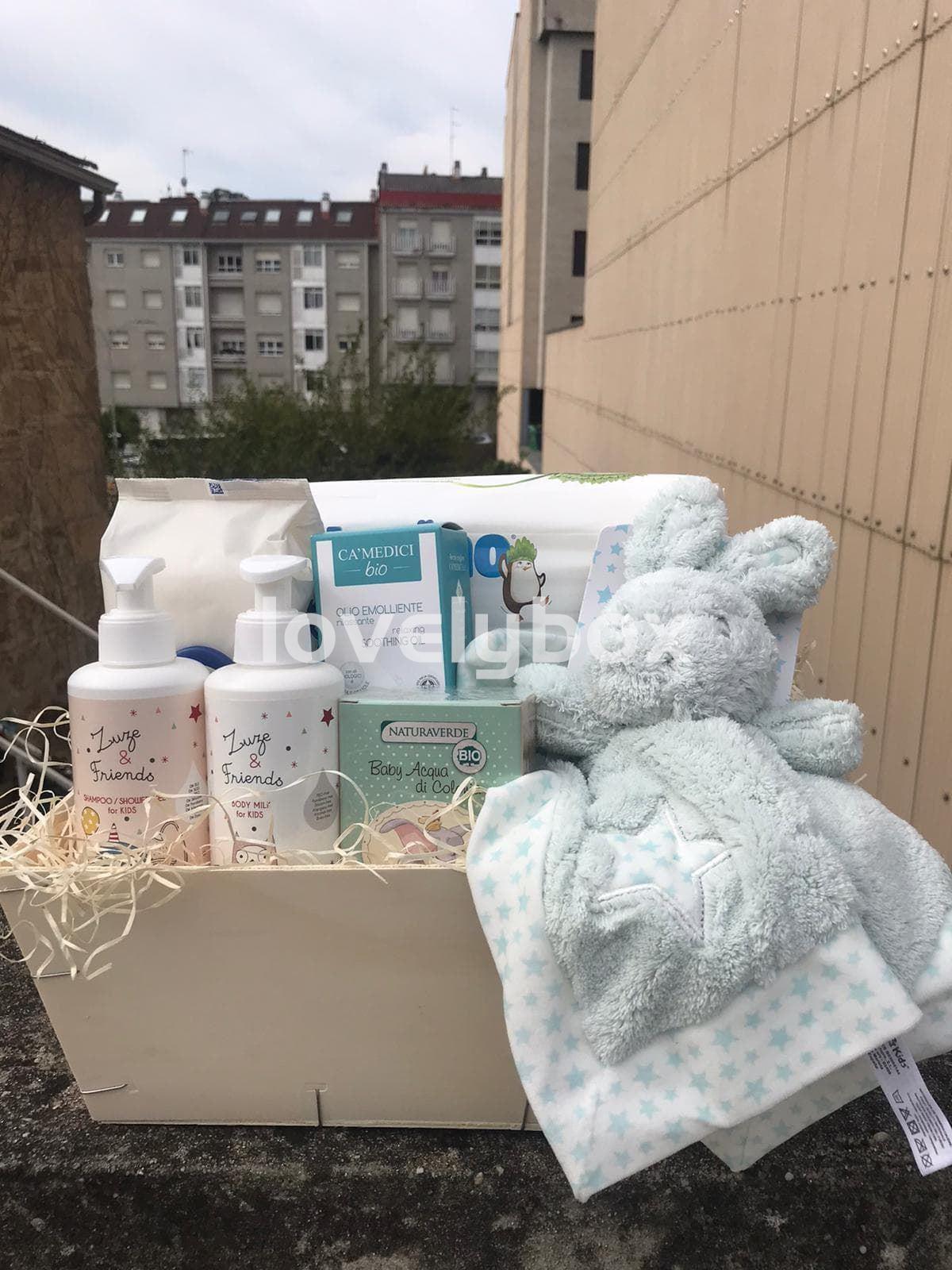 Cesta caja bebé zuzu y conejo- cesta regalo personalizado - Imagen 1