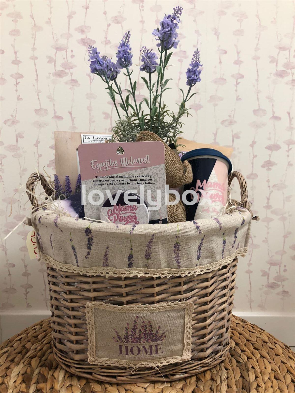 Cesto de mimbre lavanda para mamá - regalo personalizado - Imagen 1