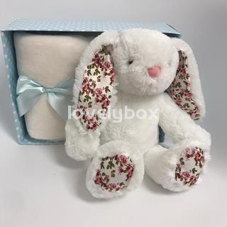 Conejito lindo con manta en caja - Imagen 1