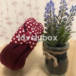 DIADEMA NUDO BURDEOS MIX CON LUNARES - Imagen 1