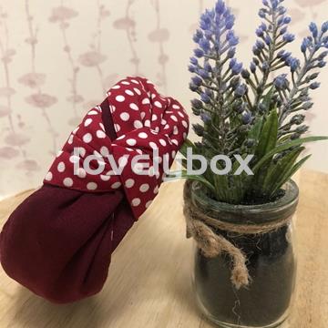 DIADEMA NUDO BURDEOS MIX CON LUNARES - Imagen 1