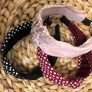 DIADEMA NUDO BURDEOS MIX CON LUNARES - Imagen 2