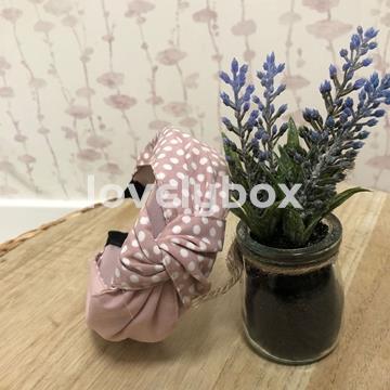 DIADEMA NUDO ROSA NUDE MIX CON LUNARES - Imagen 1