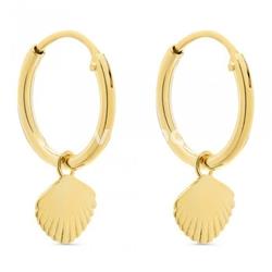 Pendiente plata aro concha colgante baño dorado silver diez - Imagen 1