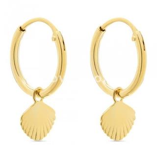 Pendiente plata aro concha colgante baño dorado silver diez - Imagen 1