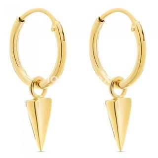 PENDIENTES ARO DORADO CONO LISO COLGANDO SILVER DIEZ - Imagen 1