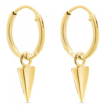 PENDIENTES ARO DORADO CONO LISO COLGANDO SILVER DIEZ - Imagen 1